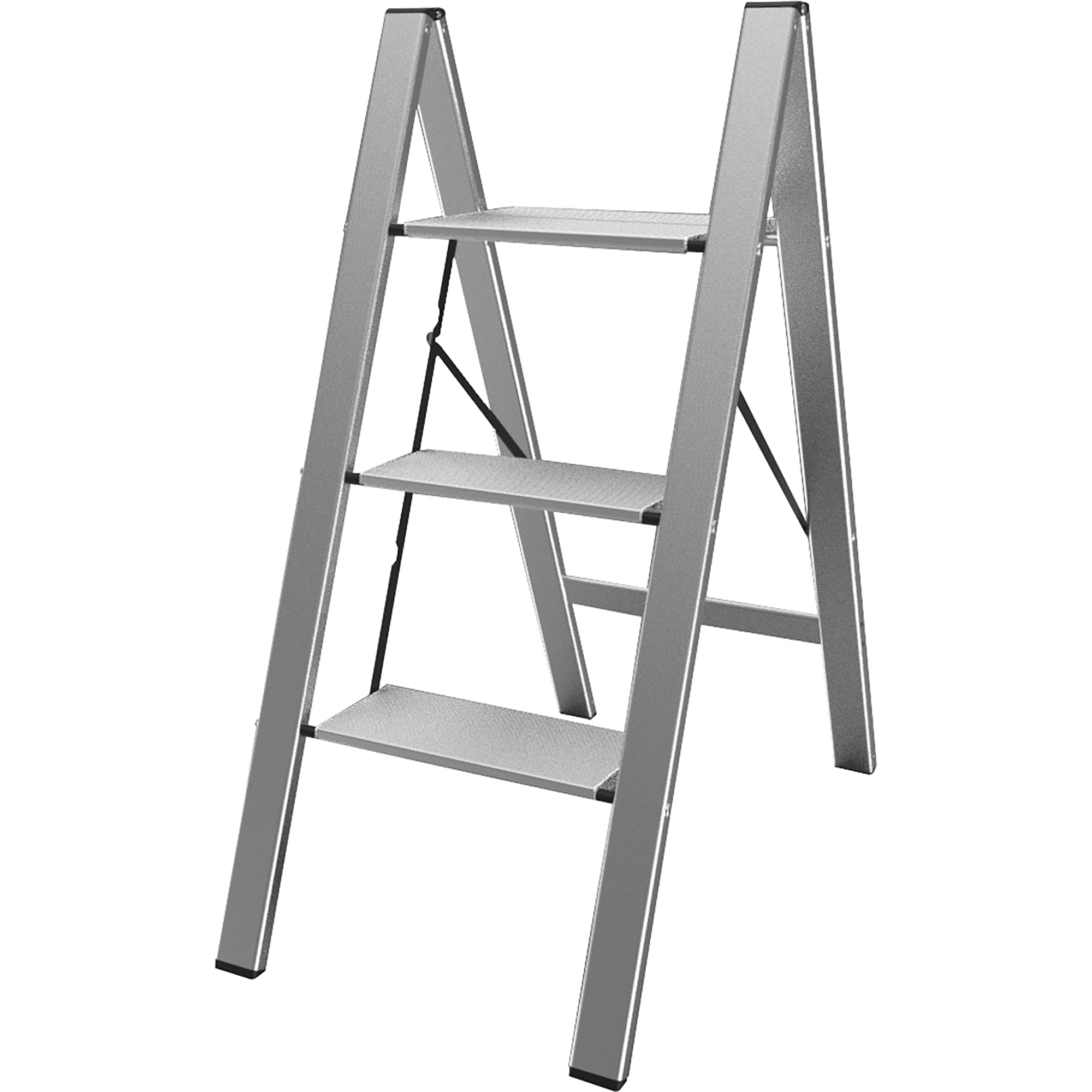 AMERIHOME, Aluminum Three Step Folding Utility Step Ladder, Height 3 ft, Capacity 330 lb, Material Aluminum, Model# STLFFA3